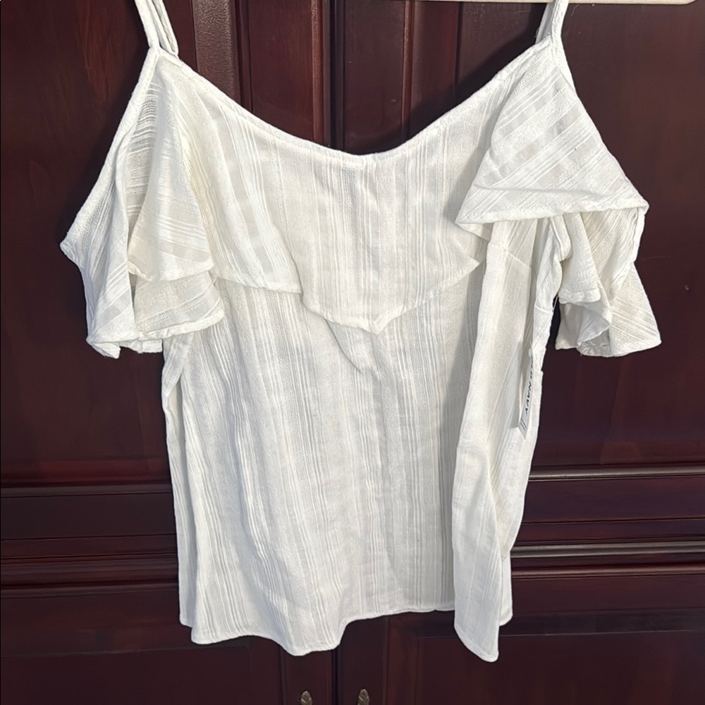 Old Navy White Ruffled Relaxed Tank Top